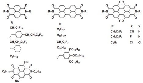 Chemical structure of  some rylene diimide small molecules.