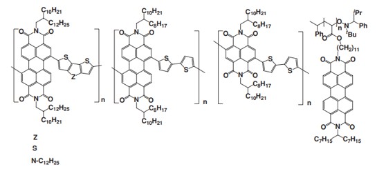 Chemical structure of  some rylene diimide polymers